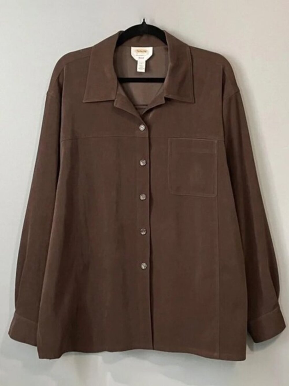 EUC Vintage Talbots Faux Suede Brown Shirt Jacket size L-XL